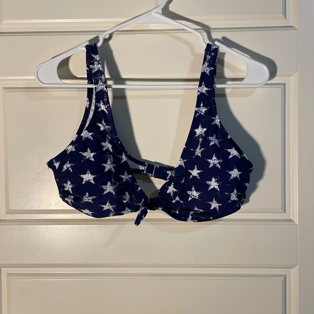 Women’s Patriotic Swimsuit Top (Blue with white stars)